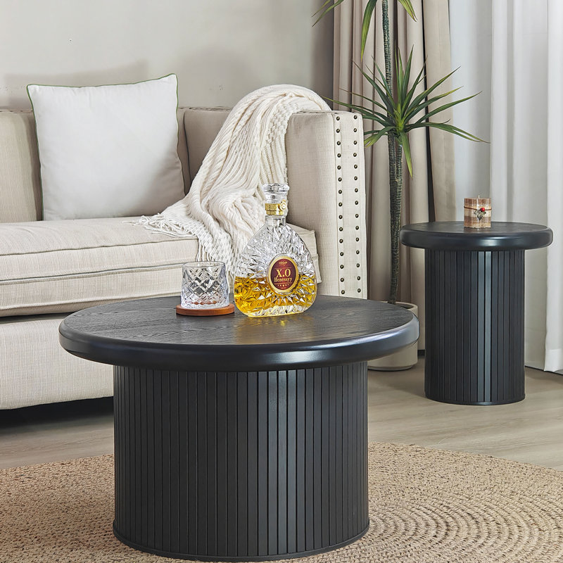 Ensemble de tables basses rondes modernes - Combinaison de deux tables avec un design unique