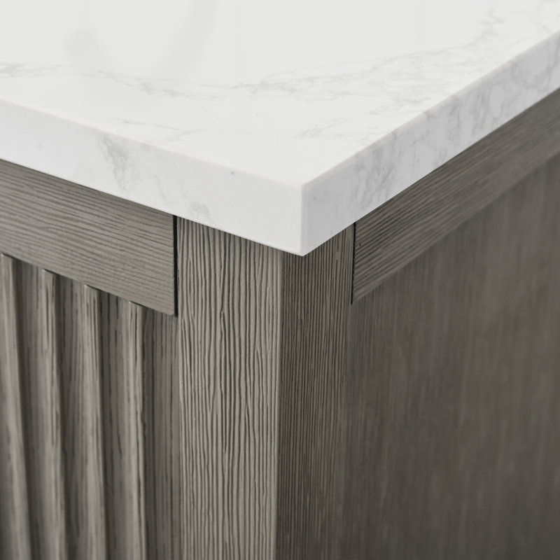 Laval 72" Double Sink Freestanding Bathroom Vanity with Engineered Marble Top, Golden Brushed, Linear Driftwood Gray