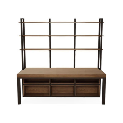 Black+Tan Rectangular Solid Wood+Iron desks