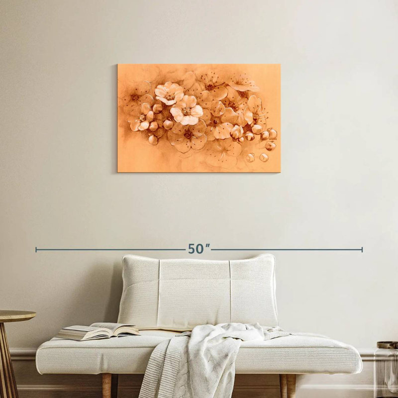 Harnek fleurs de printemps pastel orange, H 20 po x l 30 po