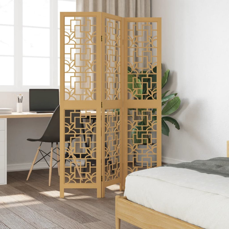 Kamari 110cm W 3 - Panel Solid Wood Folding Room Divider, 160cm H x 110cm W