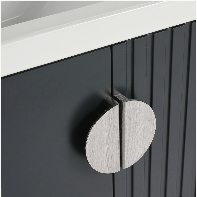 Meuble-lavabo 24 po avec lavabo, pour petite salle de bain, meuble-lavabo avec porte, Noir et or, 24"