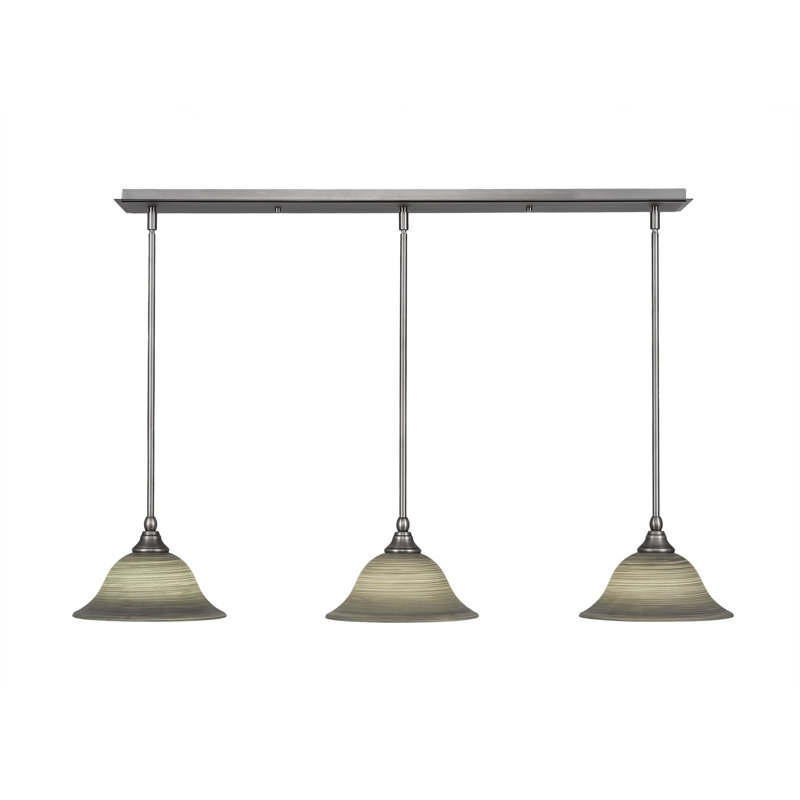 Luminaire suspendu linéaire à 3 lumières avec tige en verre de 10 po Ratchford, Nickel brossé