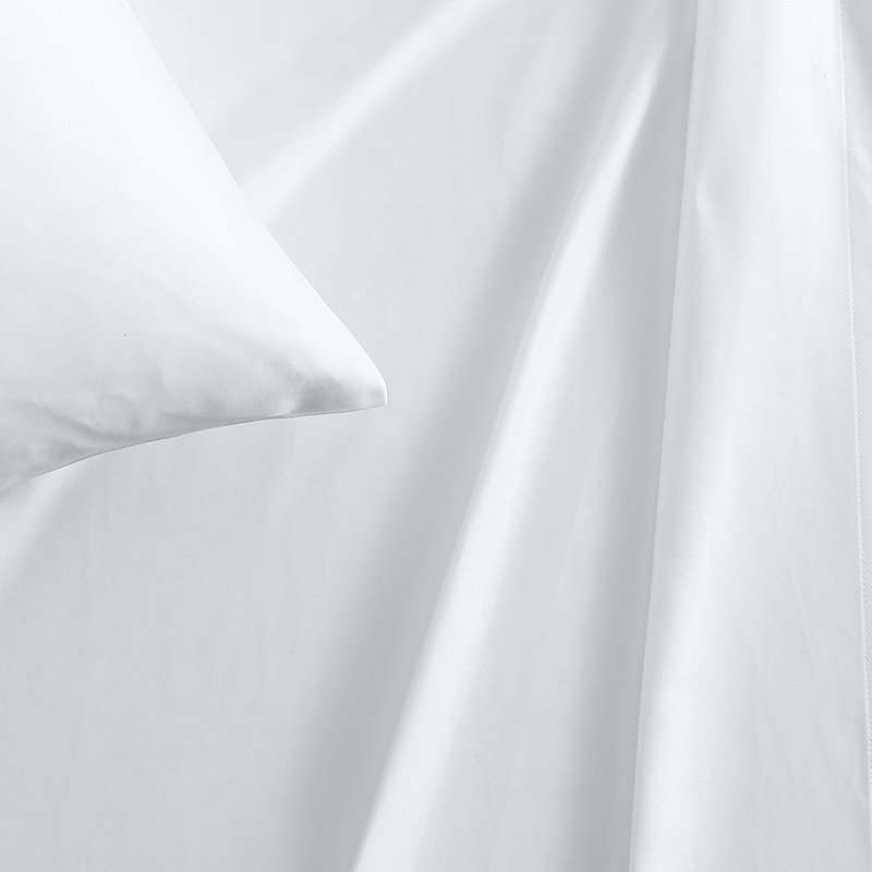 Ensemble de draps en satin CVC Vera Wang T800, Blanc, Ensemble de draps pour très grand lit avec 2 taie