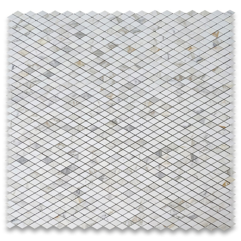 Calacatta 12" x 12" Marble Mosaic Tile, White/Gray