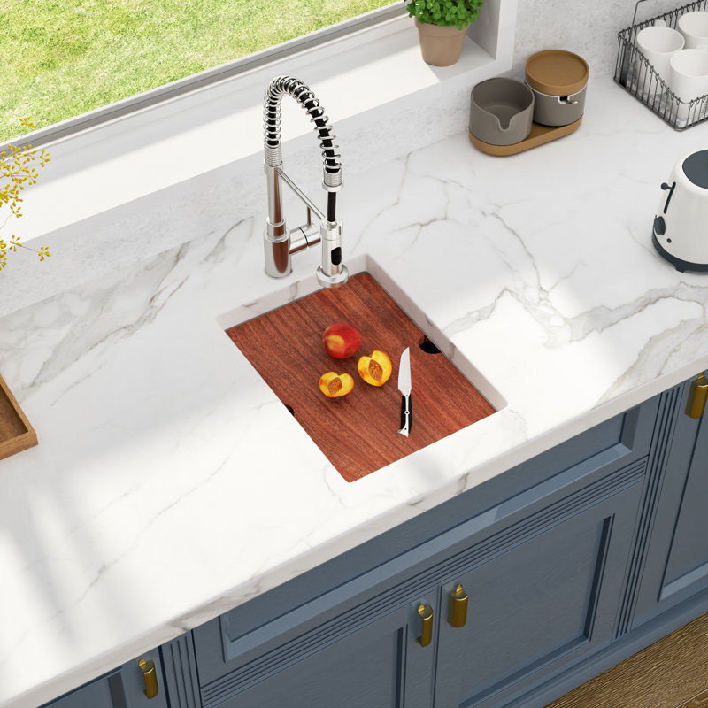 Évier de cuisine en acier inoxydable encastrable à cuve simple encastrable 17 po avec accessoires pour station de travail encastrable 17 po