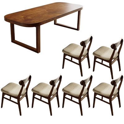 Solid wood round corner dining table rectangular