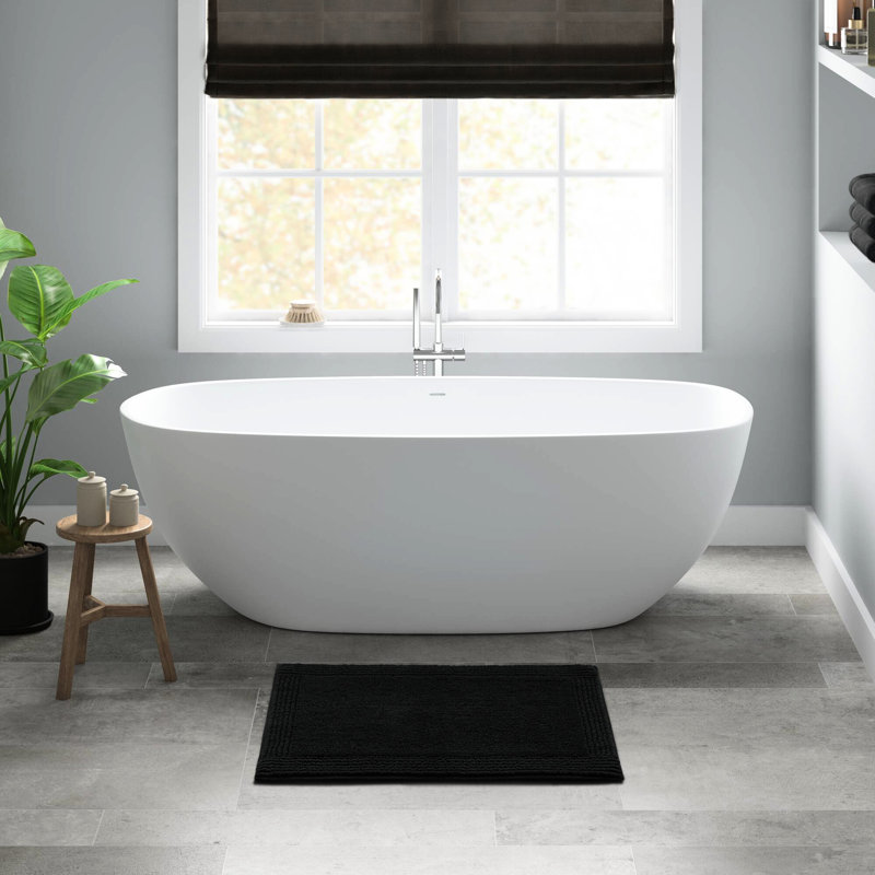 Tapis pour salle de bain réversible 100% coton 24 x 44 po 3000 g / m² - Confort, longue durée, lavable à la machine, dense et doux, velours moyen