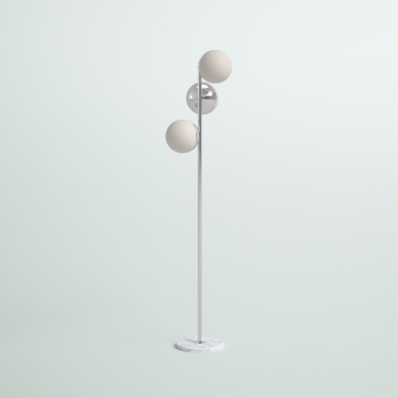 Lampe sur pied en arbre 65,5 po Yearby, Chrome, Blanc givré
