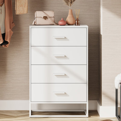 Modern Wood Dresser With 4 Drawers And Sturdy Metal Frame , Chest Of Drawers by Ebern Designs
