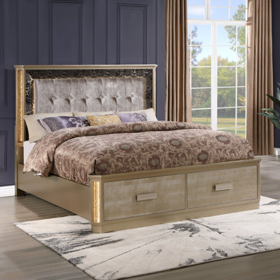 Medusa Modern Style  Bed Made With Wood In Gold