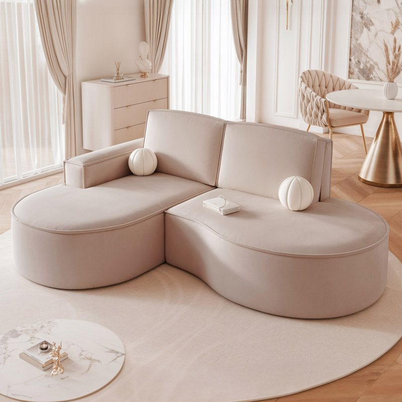 4 Seater Corner Sectional, Left Hand Facing, Blush Pink
