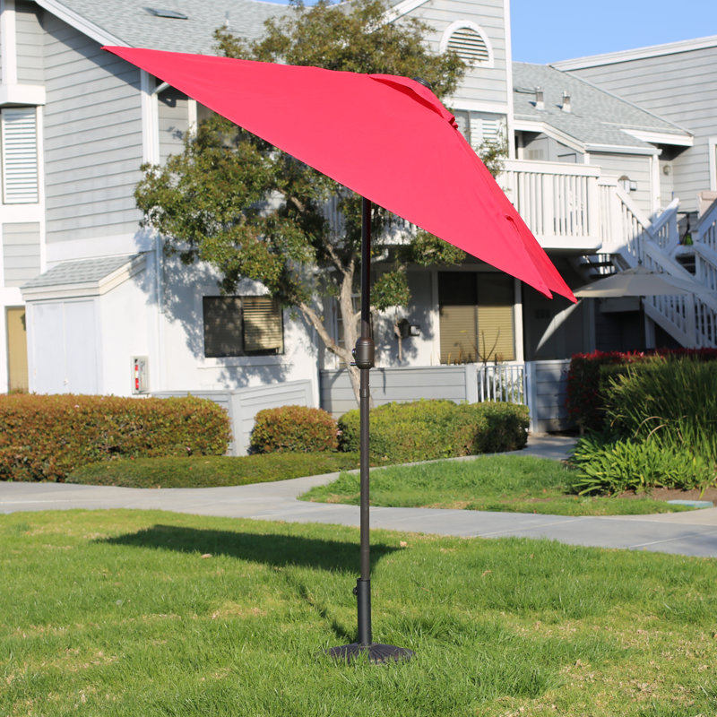 Parasol carré en polyester 78 po Marla, Rouge, Bouton-poussoir