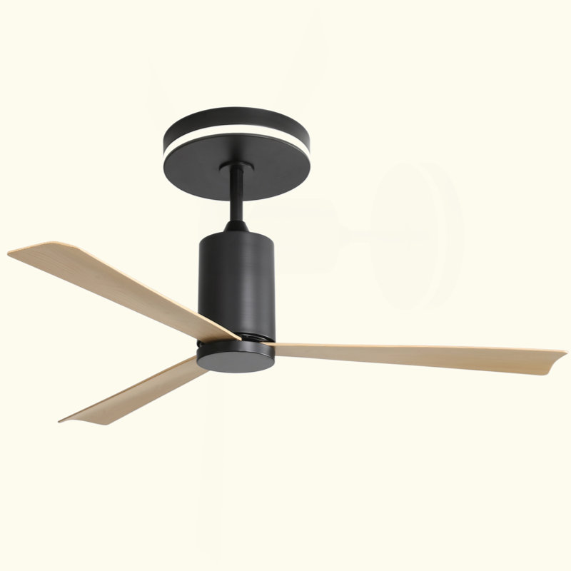 Ventilateur de plafond encastré moderne de 52 pouces avec lumière DEL et télécommande, 3 pales ABS, moteur CC réversible silencieux pour le salon de patio