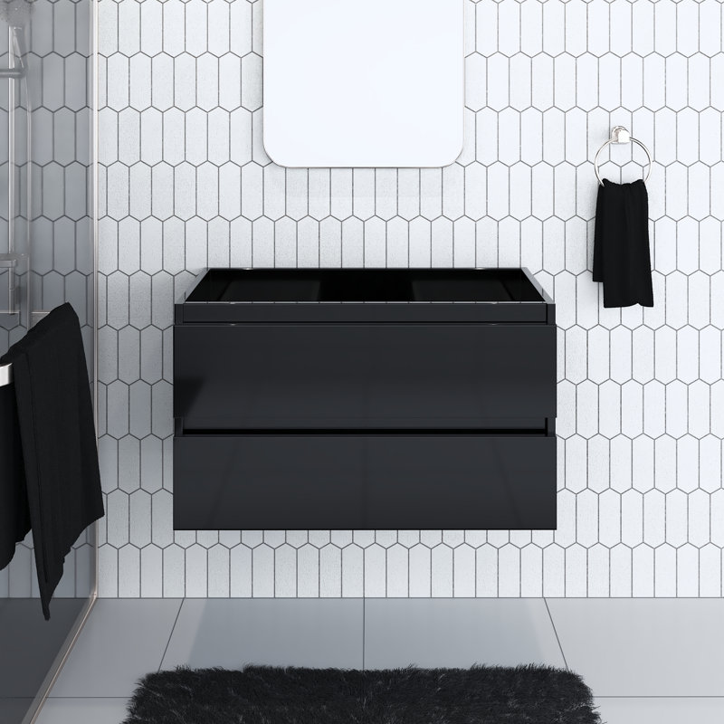 Base de meuble-lavabo mural simple 35,13 po Salt, Noir