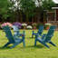 Ensemble de 4 chaises Adirondack surdimensionnées tout temps Aurra avec porte-gobelets rétractables, chaises de foyer en plastique HIPS (bleu marine)-69850204