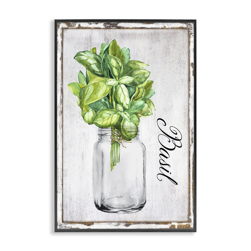  «Rustic Garden Basil», estampe numérique par Creatif Belle, H 30 po x l 20 po, Giclée encadrée noir minuit