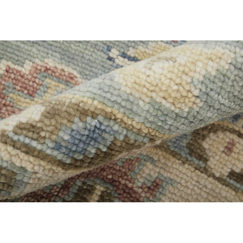 Abinesh Wool Floral Area Rug, Rectangle 2' x 3', Blue/Ivory