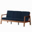 Canapé Pali de style Mid-Century moderne avec velours luxueux et structure en bois brun, bleu marine