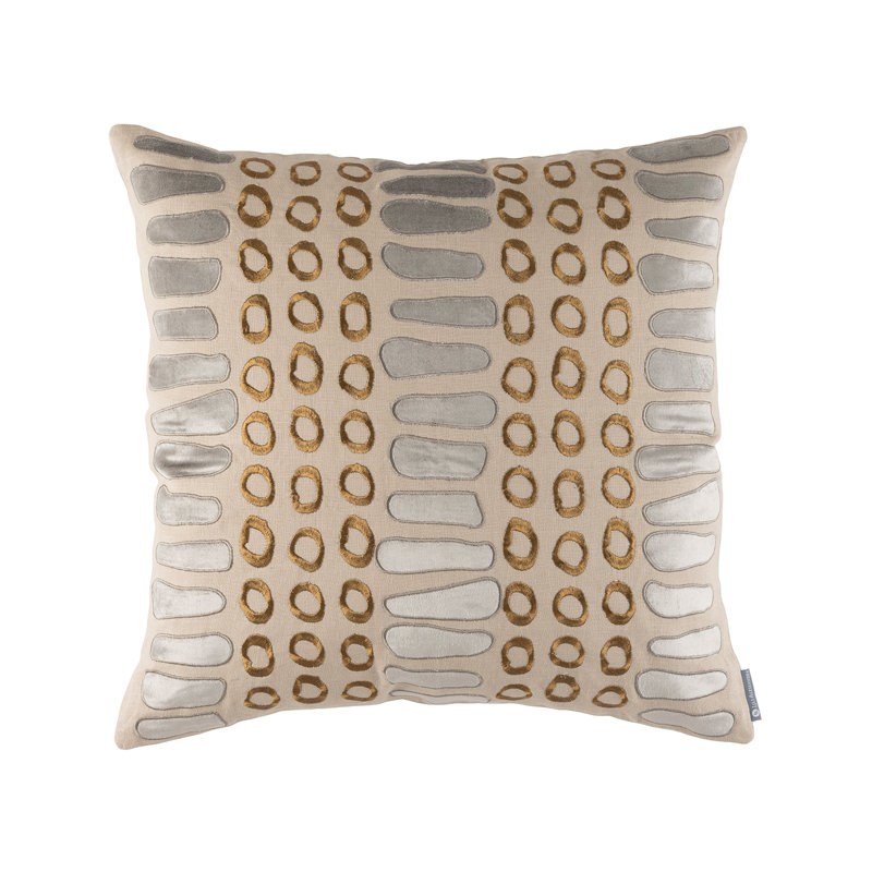 Peru Linen Square Pillow Cover & Insert, Dark Sand/Platinum