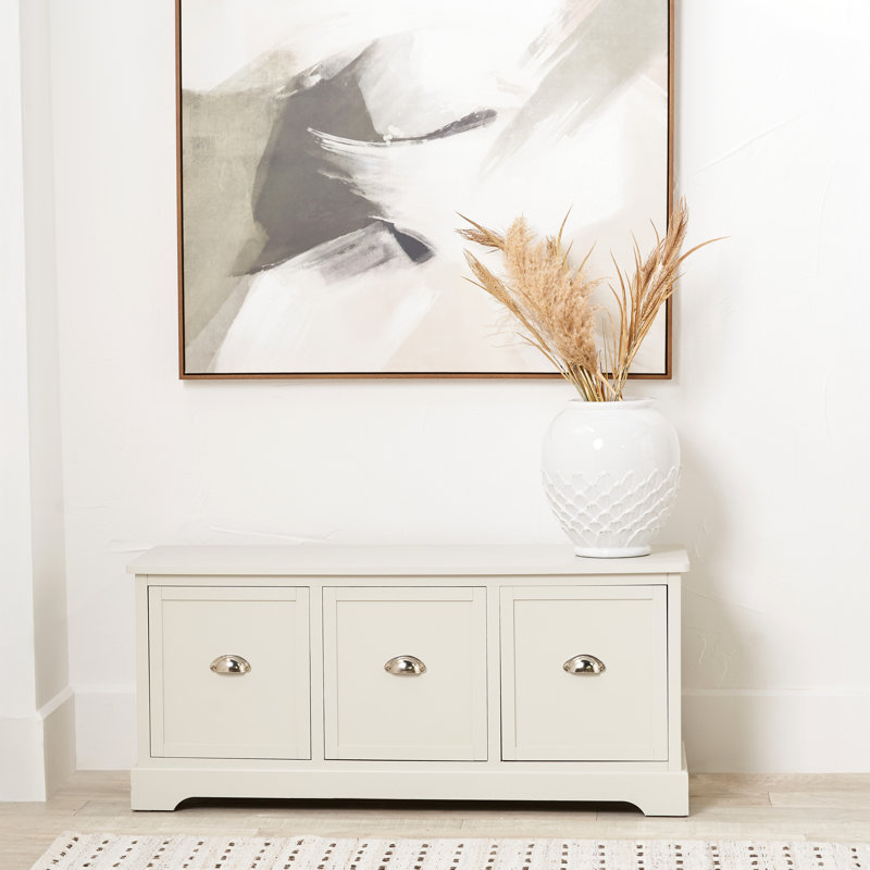 107cm W 3 - Drawer Chest of Drawers, Airy Linen/Silver