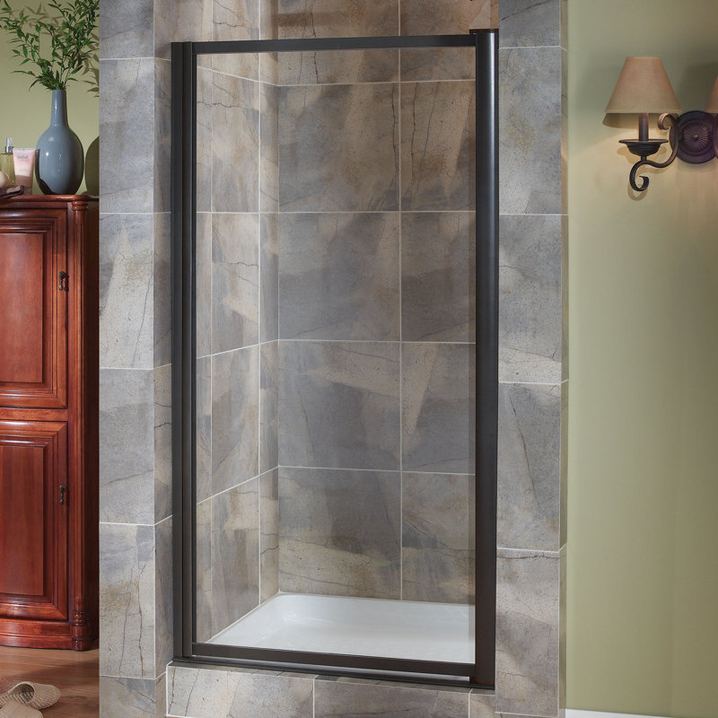 Porte de douche encadrée H 65 po Chase, Argent, Verre obscure