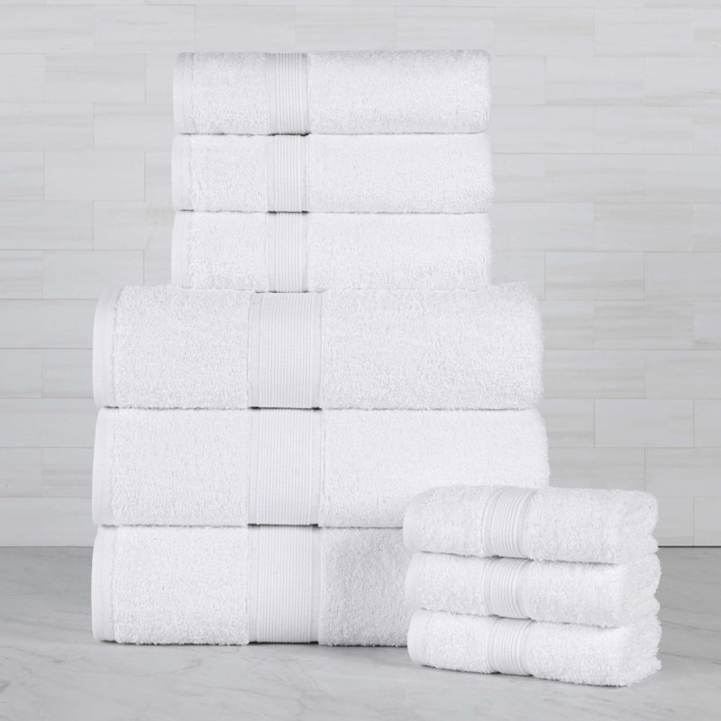 Blue Nile Mills Pure Earth Organic Cotton 9-Piece Bathroom Towel Set, White, 9 Piece Towel Set
