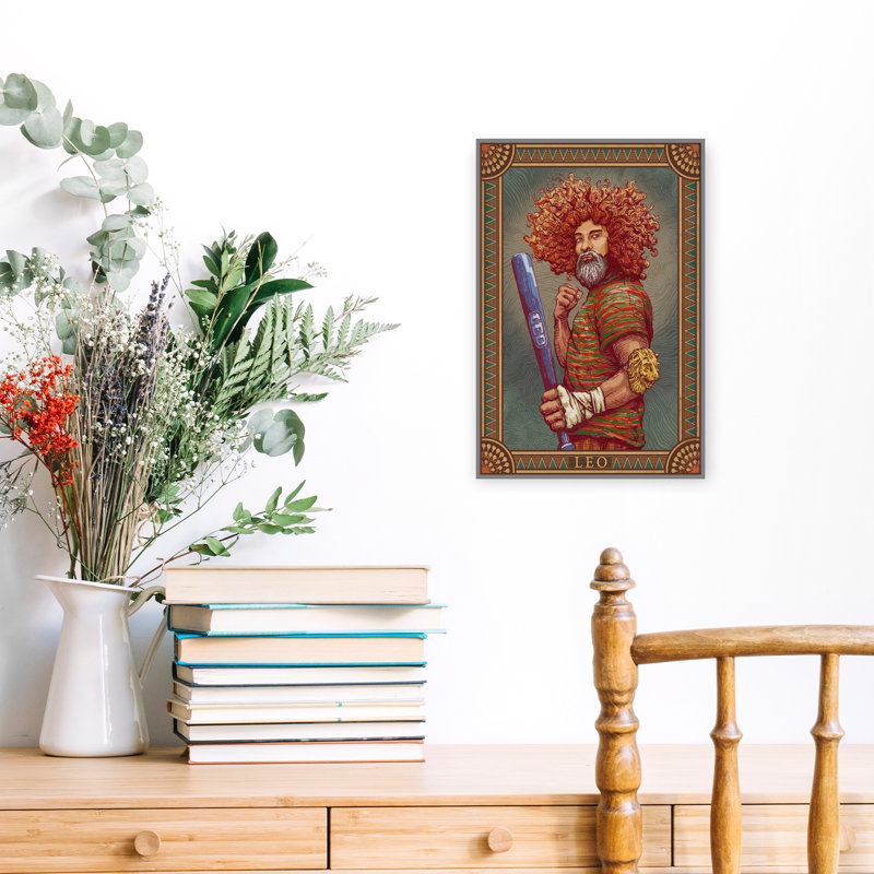 Powerful Leo Champion Retro Vintage Bat Lion Portrait Wall Art Print, 45.72cm H x 30.48cm W