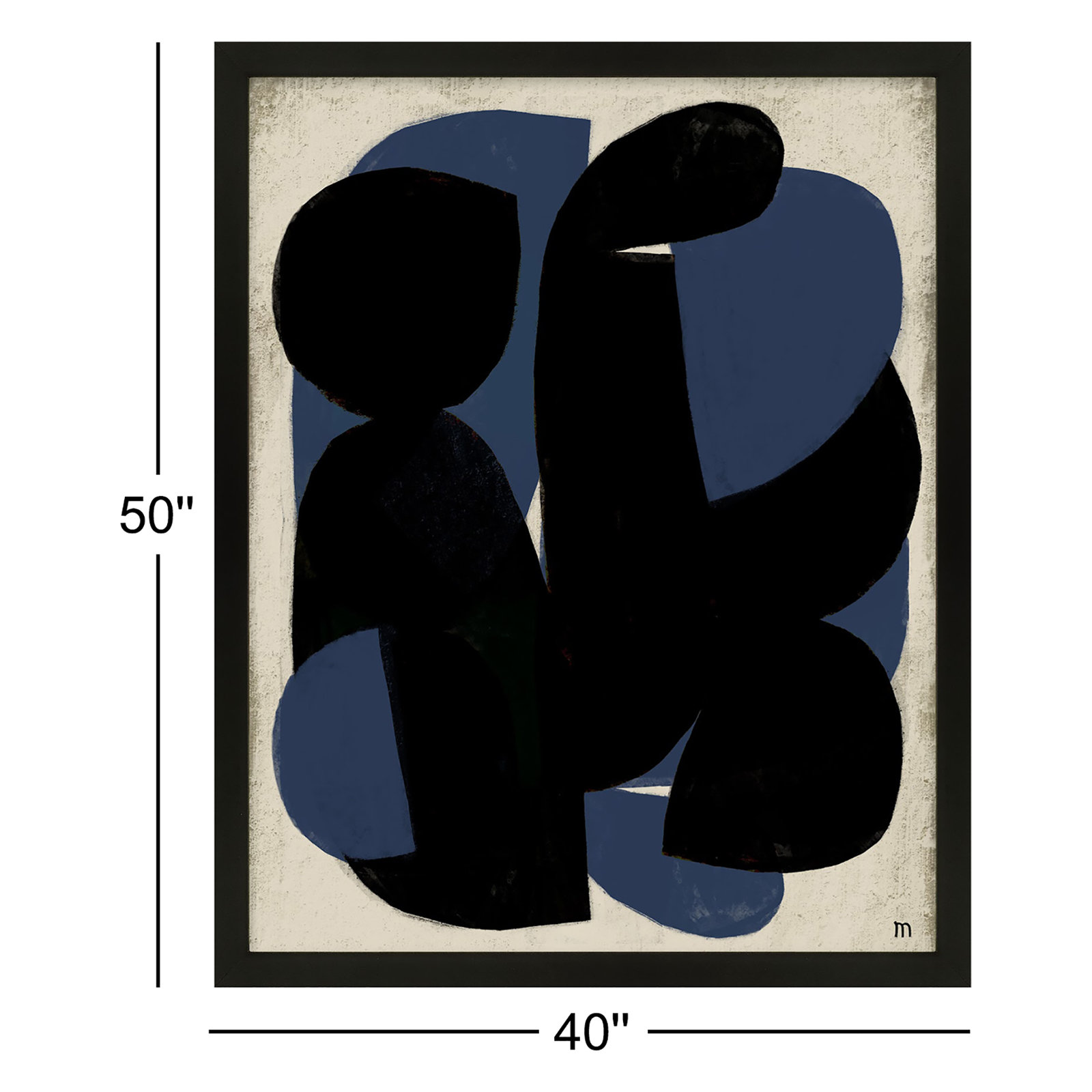 Blue Note Painting, Black Framed Paper, 50" H x 40" W x 1.25" D