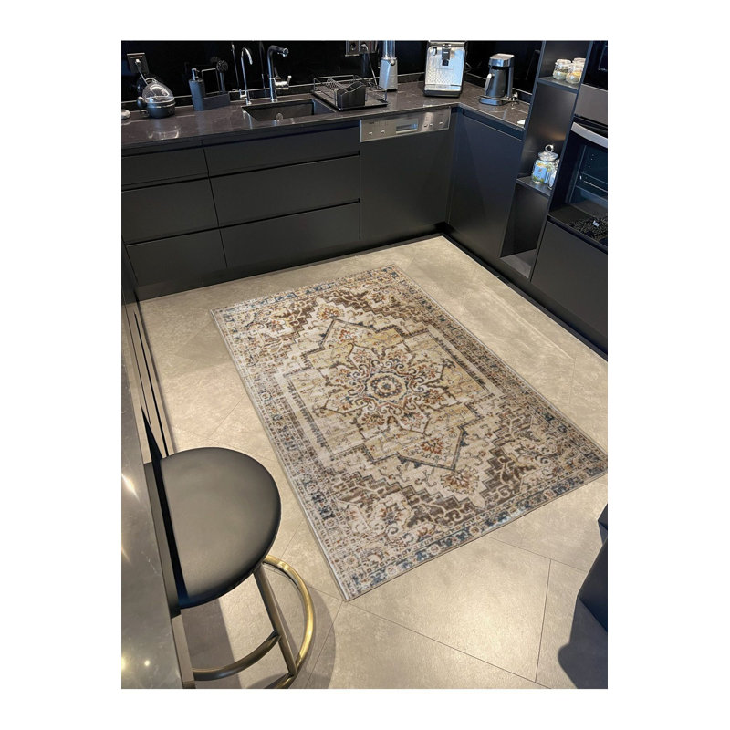 Tapis tissé traditionnel délavé lavable, Tapis de couloir 2 pi 6 po x 9 pi 10 po inclus