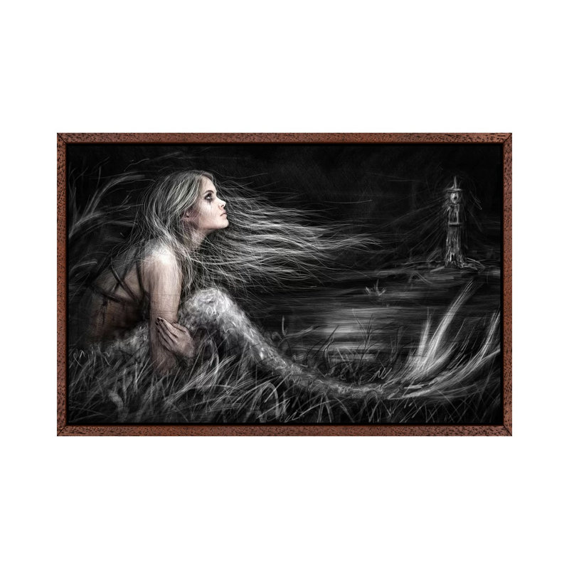 Mermaid At Midnight by Justin Gedak - Print on Canvas, Classic Brown Wood Framed, 66.04 cm H x 45.72 cm W