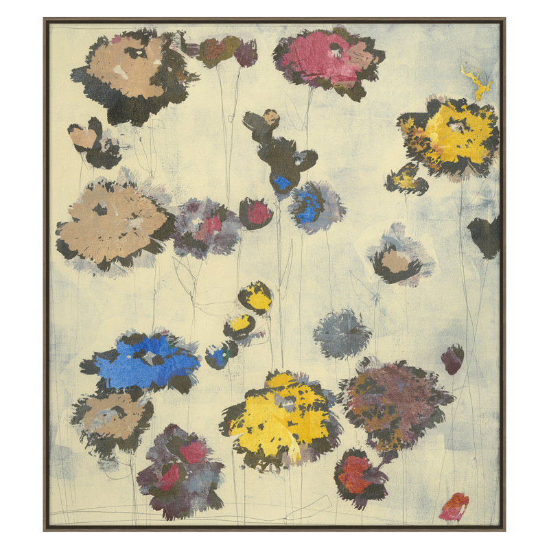 Pop Flowers 1 Print by Maeve Harris, 34" H x 30" W, Walnut Framed