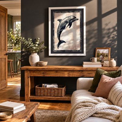 Leaping Dolphin Coastal - Framed Print