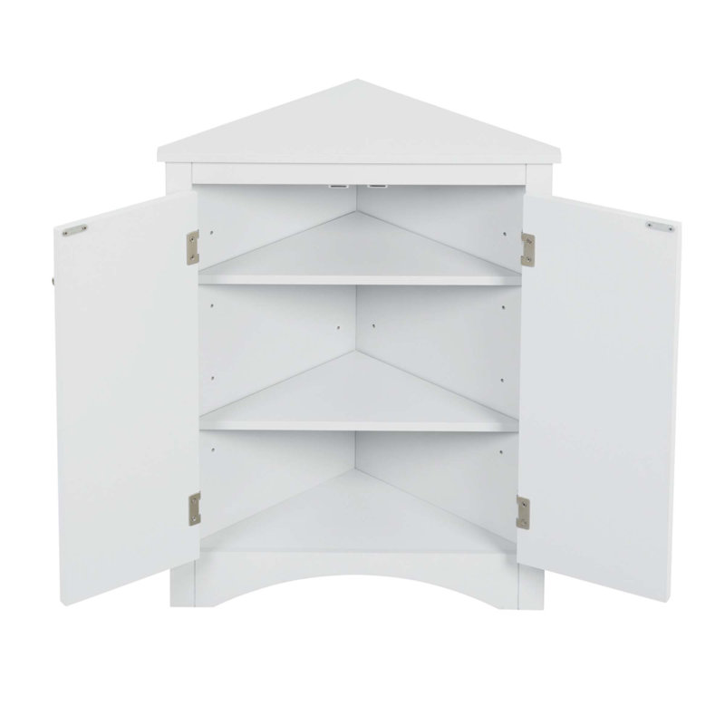 Armoire de rangement triangulaire blanche avec tablettes réglables, Blanc