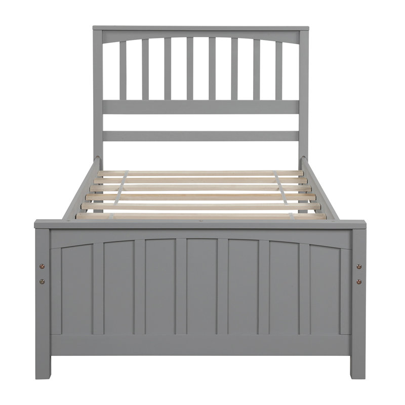 Lit plateforme en bois simple, gris, Gris