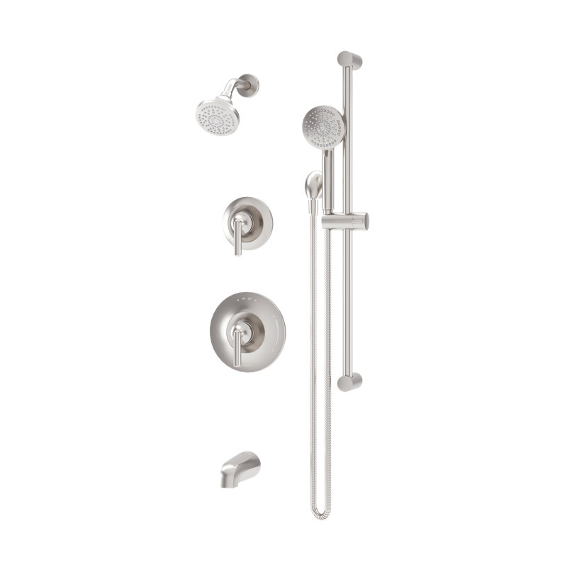 Birch HydroMersion Double Handle Tub and Shower Trim Kit with Hand Spray, Satin Nickel