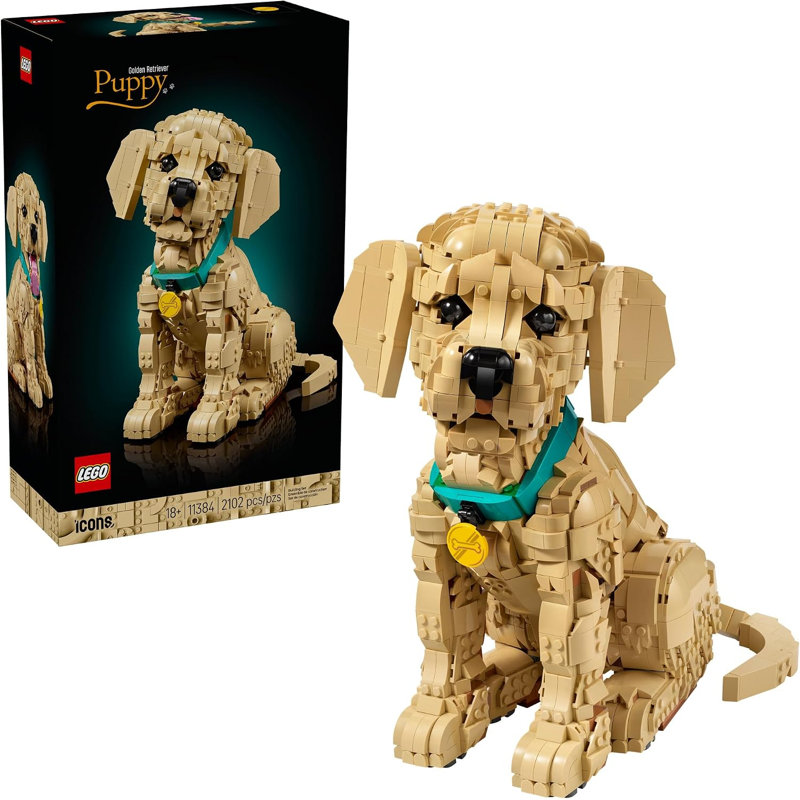 Ensemble de construction pour chiot Golden Retriever LEGO Icônes 11384, pour les 18 ans et plus, 2102 pièces
