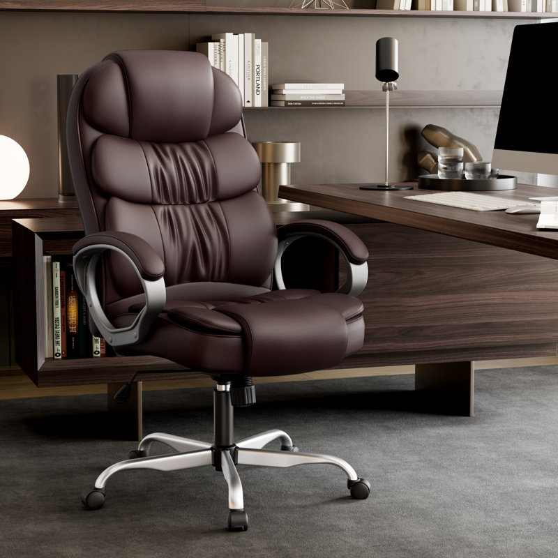 Fauteuil de direction à haut dossier Carleen, Brun