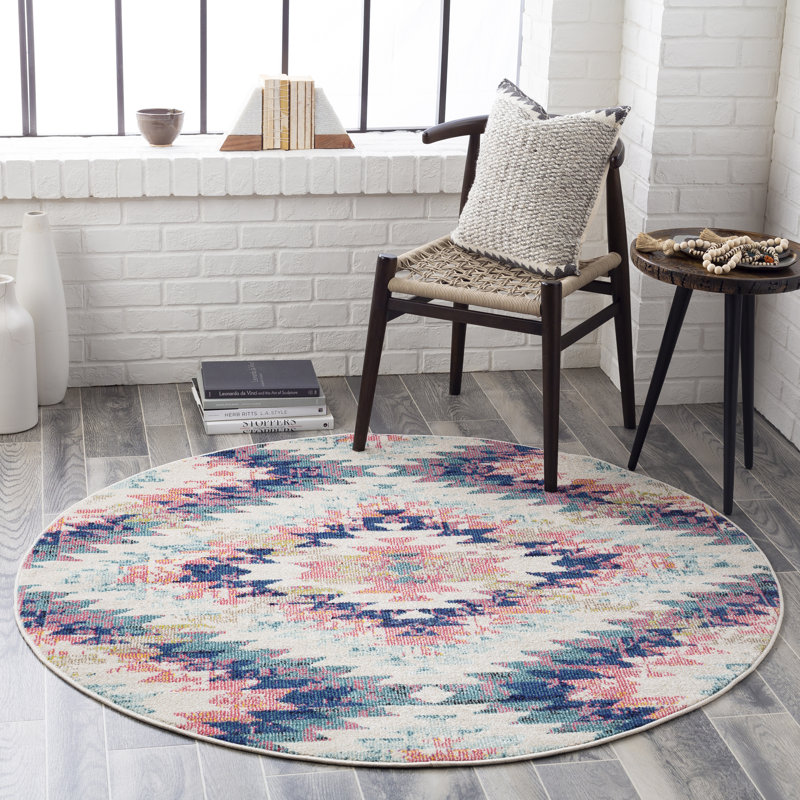 Emely Geometric Indoor Rug, Round 7'10"