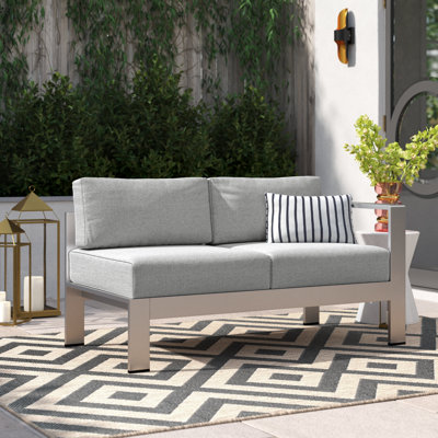 Shore Sunbrella Fabric Aluminum Outdoor Patio Right-Arm Loveseat