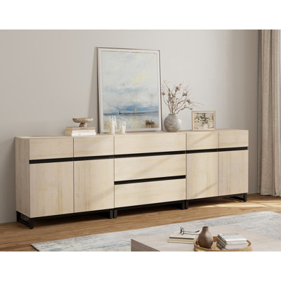 Armoire de rangement moderne, buffet 3 en 1 avec tablettes réglables et 3 tiroirs, armoire à café pour le salon ou la salle à manger, brun