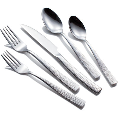 40-Piece Silverware Set For 8, Heavy Duty Stainless Steel Flatware Set With Ripple Handle Design, Mirror Polished Kitchen Cutlery Set For Everyday And Formal Dining