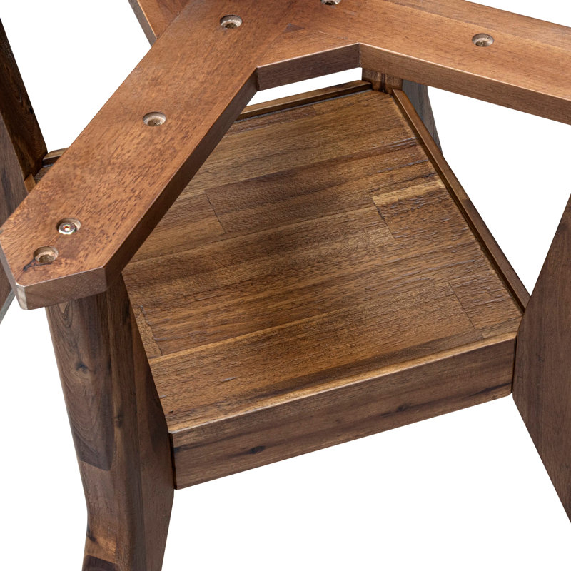 Ensemble de salle à manger 5 pièces Mid-Century composé d'une table et de 4 chaises rembourrées en tissu de lin gris à haut dossier, noyer antique