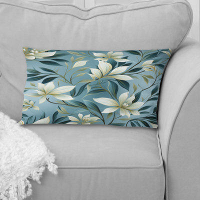 Motif botanique de feuillage océanique - Coussin abstrait récif de corail bleu azur multicolore - Coussin décoratif