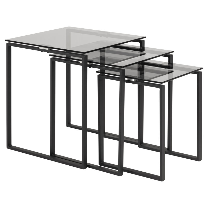 Halycon Glass Top Sled Nesting Tables