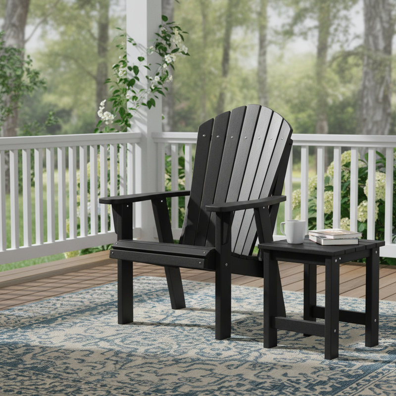 Chaise Adirondack en polywood noir, Noir