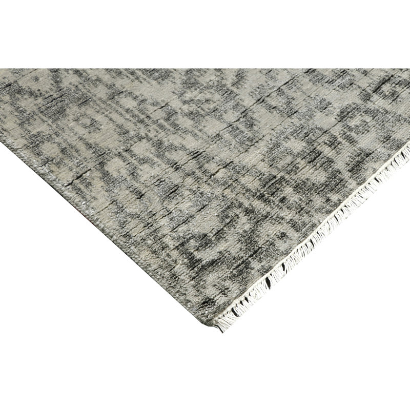 High-Quality Hand-Knotted Silver And Black Area Rug