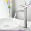 Grand motif de robinet de lavabo à un trou - Robinet pour salle de bain à poignée simple moderne en nickel brossé-121628351