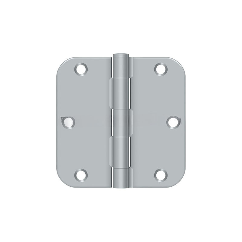Deltana S35R55 3-1/2" x 3-1/2" x 5/8" Radius Hinge, Residential Thickness in Antique Brass Pair, Brushed Chrome
