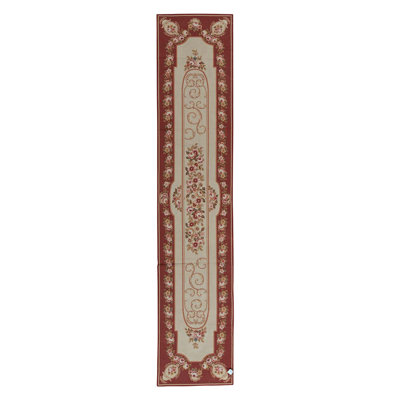 Tapis beige / rouge / vert noué à la main de haute qualité